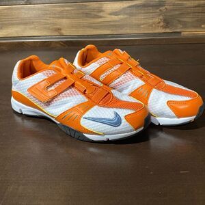 Nike Running Orange and White Velcro Shoes Size 6
